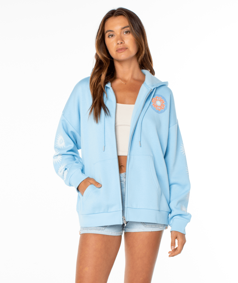 Evening Lineup hoodie in Aragon Wave Cuts — packshot view, Roxy