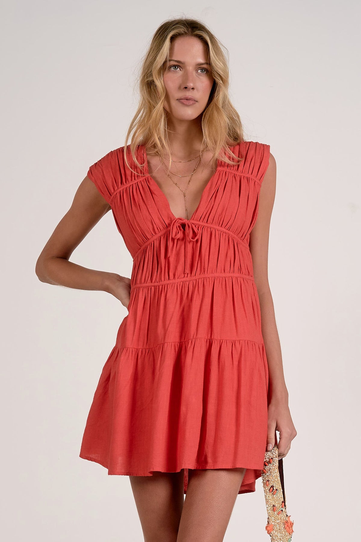Tiered Cap Sleeve Mini Dress