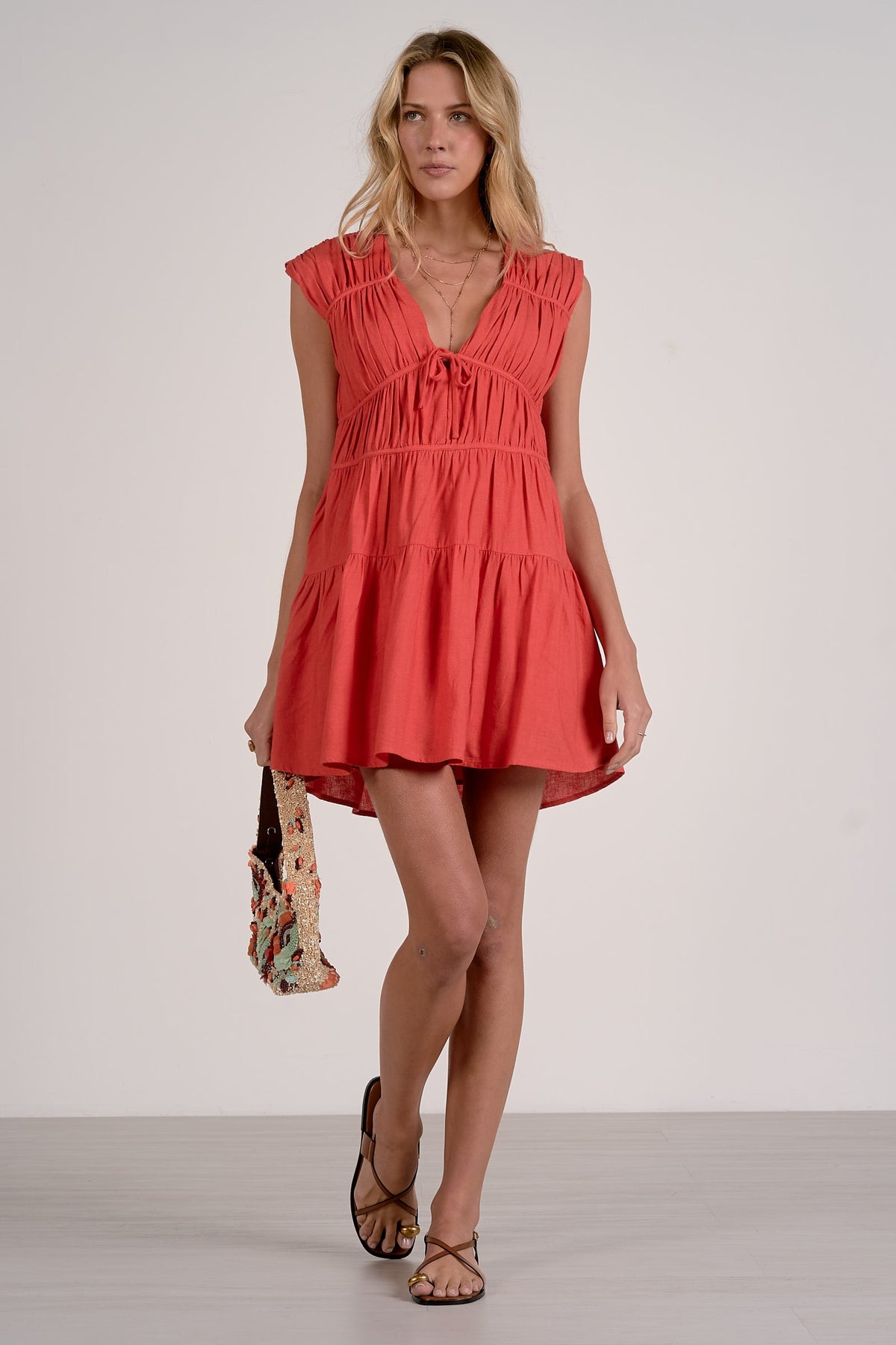 Tiered Cap Sleeve Mini Dress