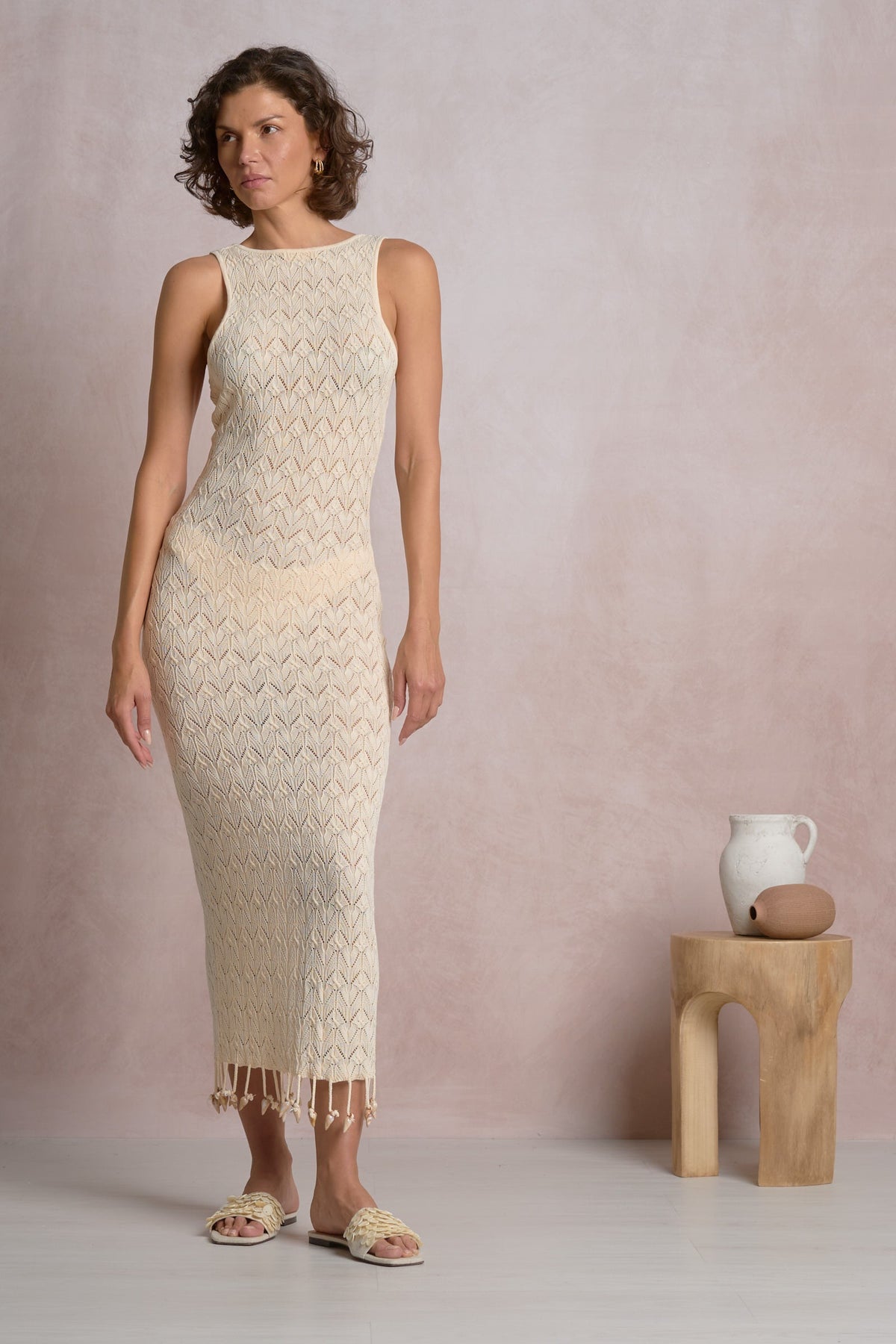 Crochet Tassel Maxi Dress