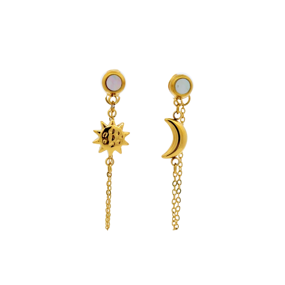 Moon And Sun Chain Earring