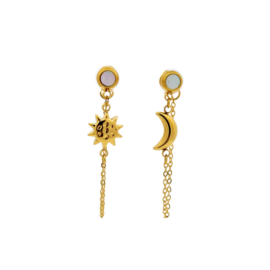 Moon And Sun Chain Earring