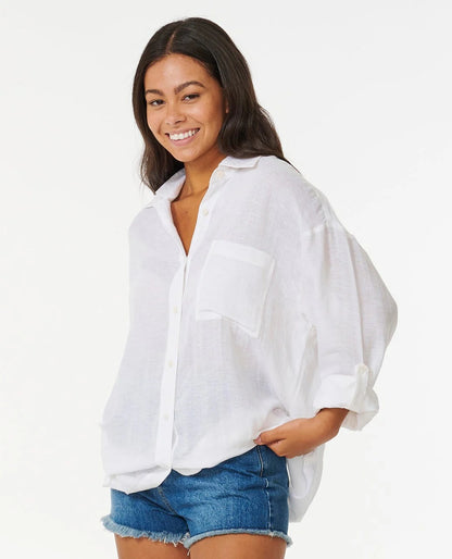 Premium Linen Long Sleeve Button Through Shirt