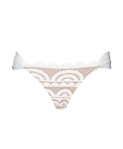 Lace fanned teeny bikini bottom in Water Lily — flat view, PQ Swim