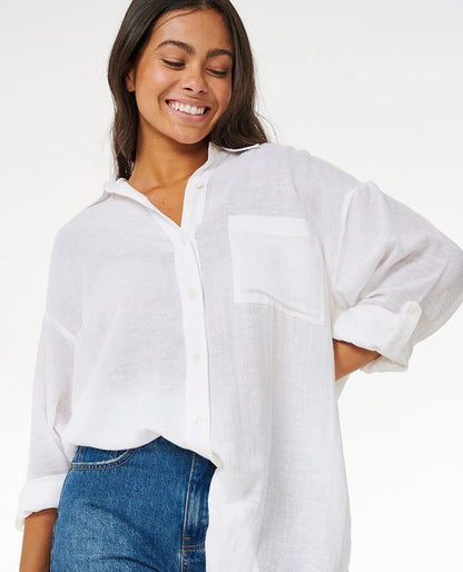 Premium Linen Long Sleeve Button Through Shirt