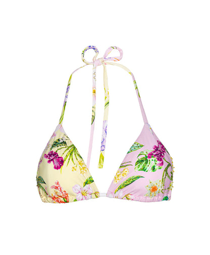 Paradise Bloom Embroidered Triangle Bikini Top