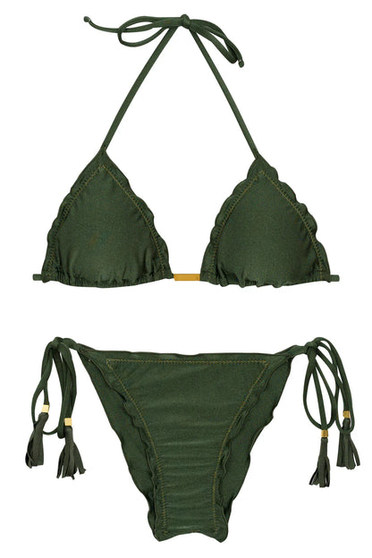 Croco Frufru Tie Side Bikini Bottom