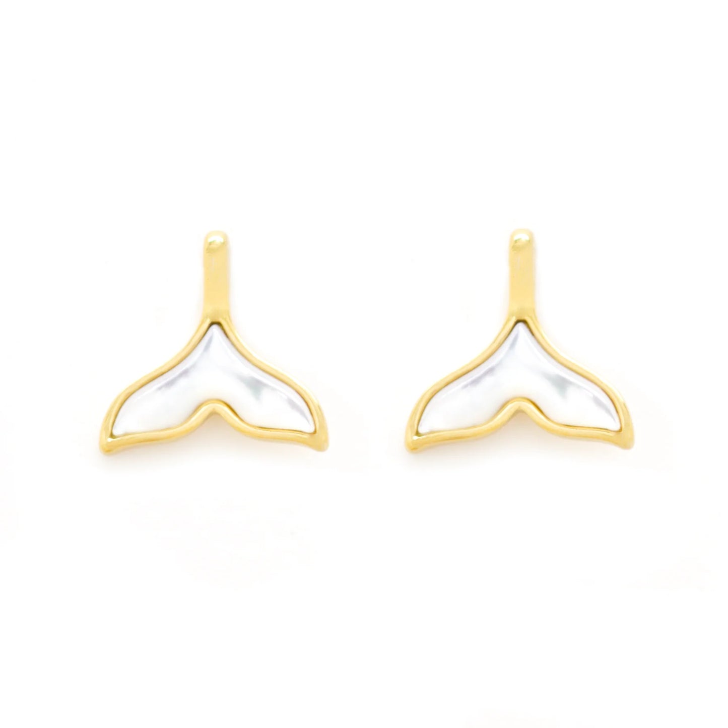 Mother Of Pearl Whale Tail Earrings