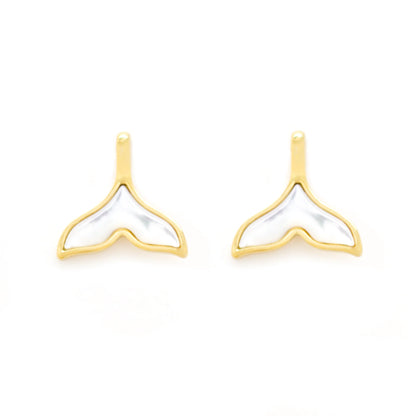 Mother Of Pearl Whale Tail Earrings