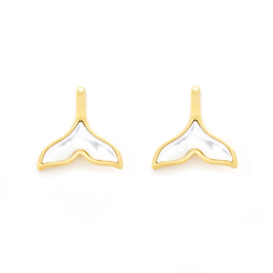 Mother Of Pearl Whale Tail Earrings