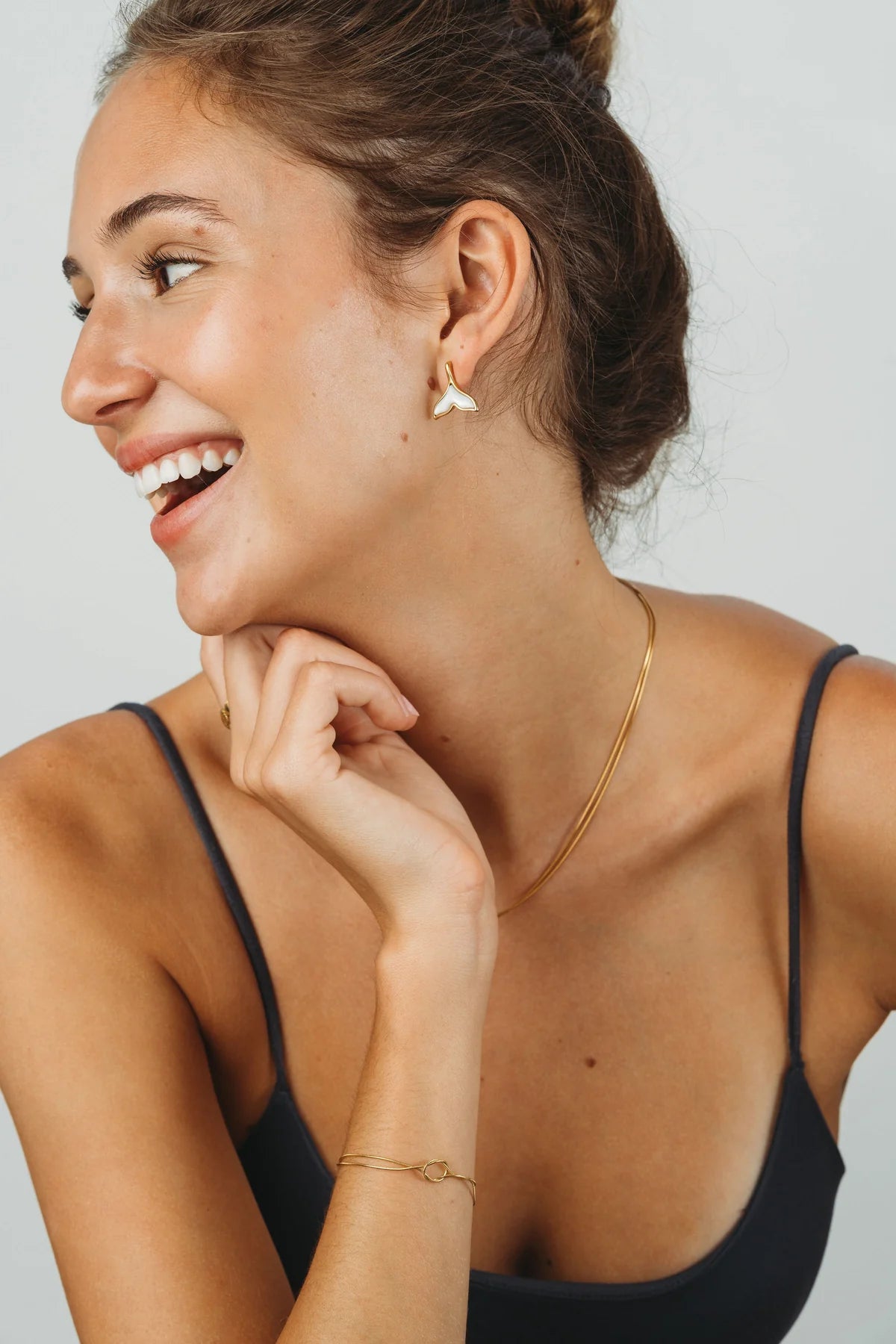 Mother Of Pearl Whale Tail Earrings