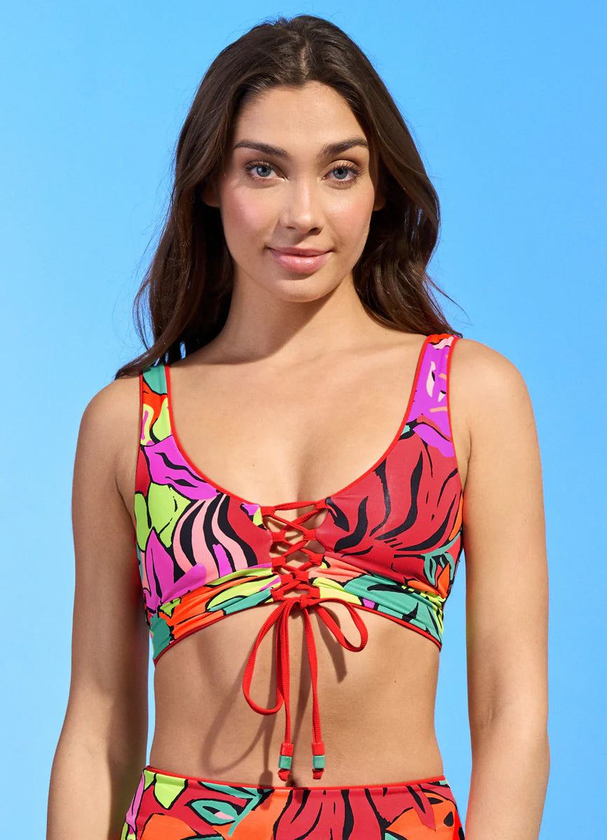 Crimson Paradise Longline Triangle Bikini Top