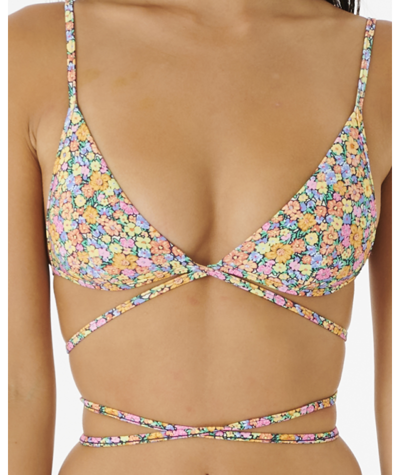 Afterglow Floral Wrap Tri Bikini Top The Bikini Shoppe