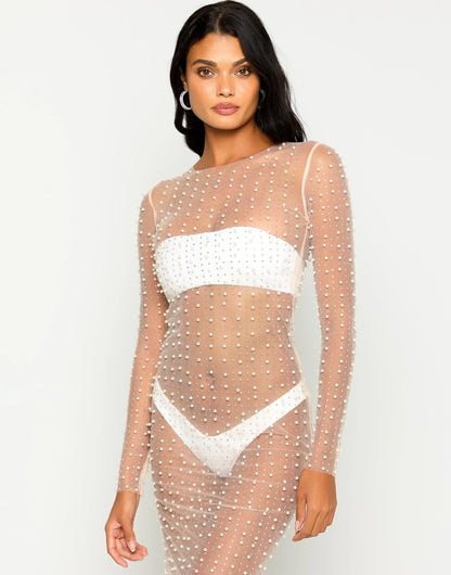 Champagne Nights Mesh Dress The Bikini Shoppe