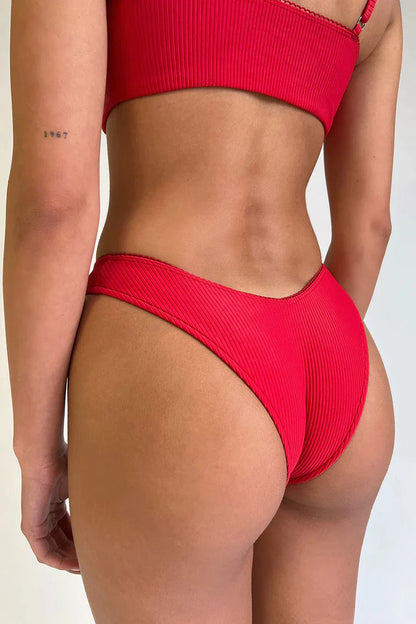 Enzo Ribbed High Cut Bikini Bottom The Bikini Shoppe