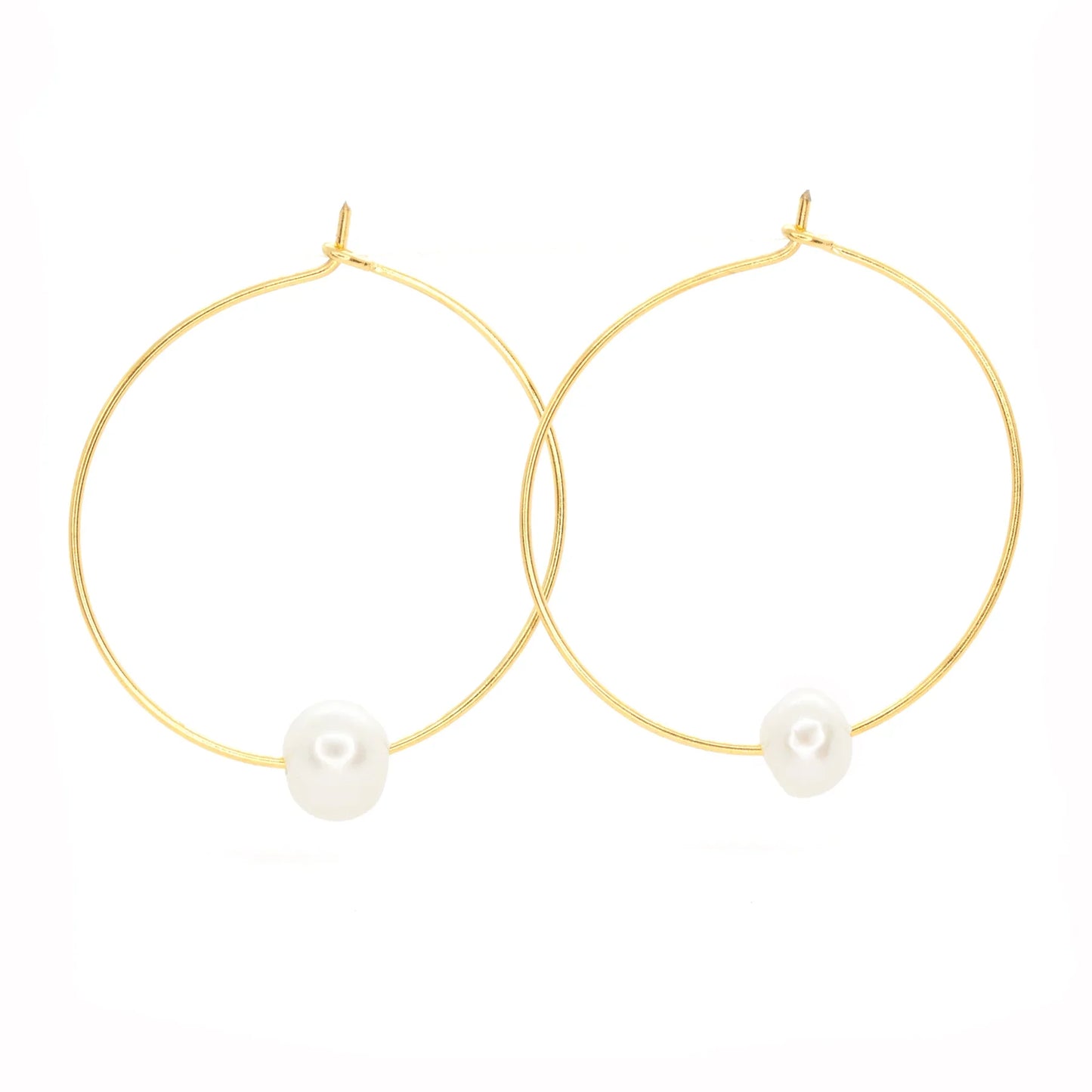 Fresh Water Single Pearl Hoop Earrings The Bikini Shoppe