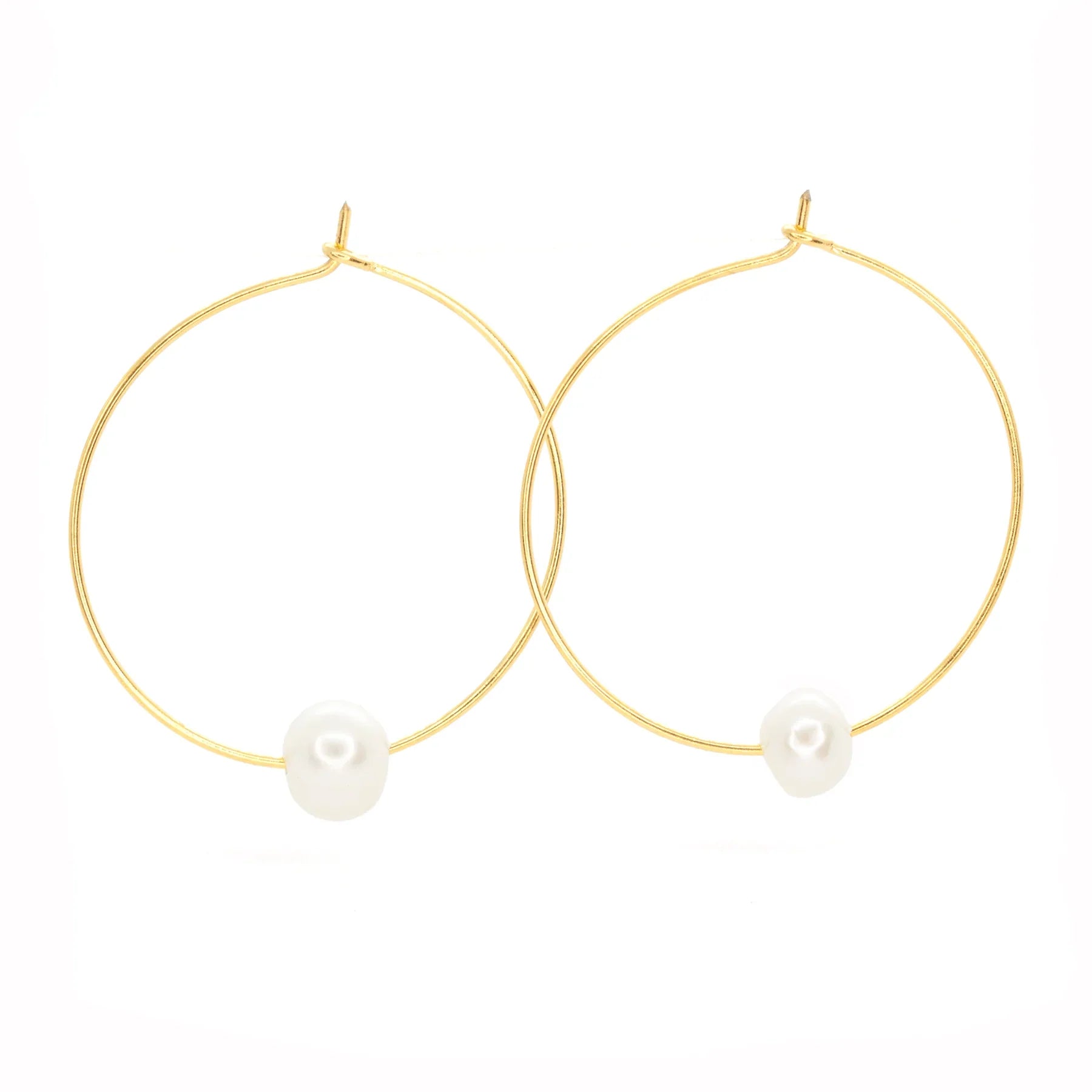 Fresh Water Single Pearl Hoop Earrings The Bikini Shoppe