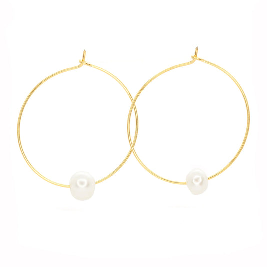 Fresh Water Single Pearl Hoop Earrings The Bikini Shoppe