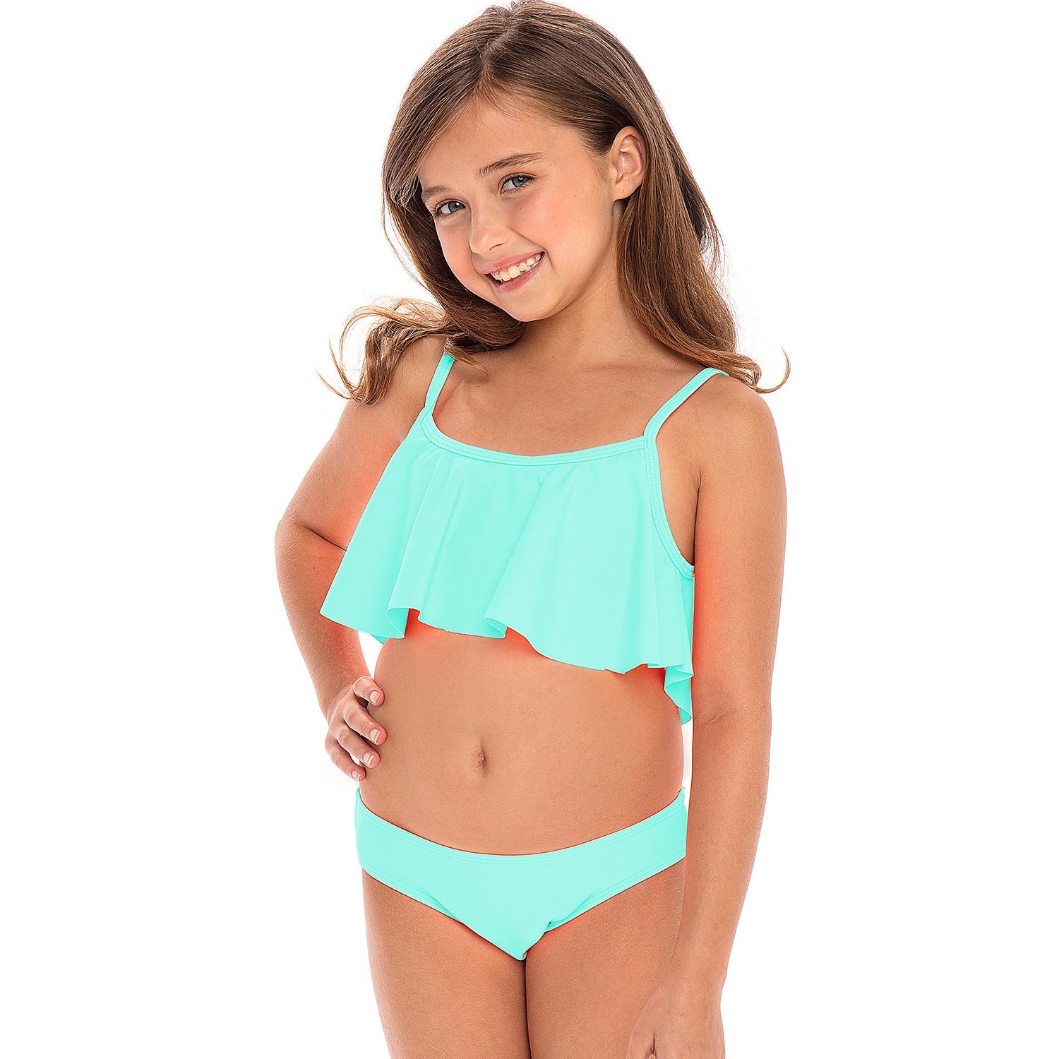 Girls Beach Babe Flounce Top Bikini Set The Bikini Shoppe