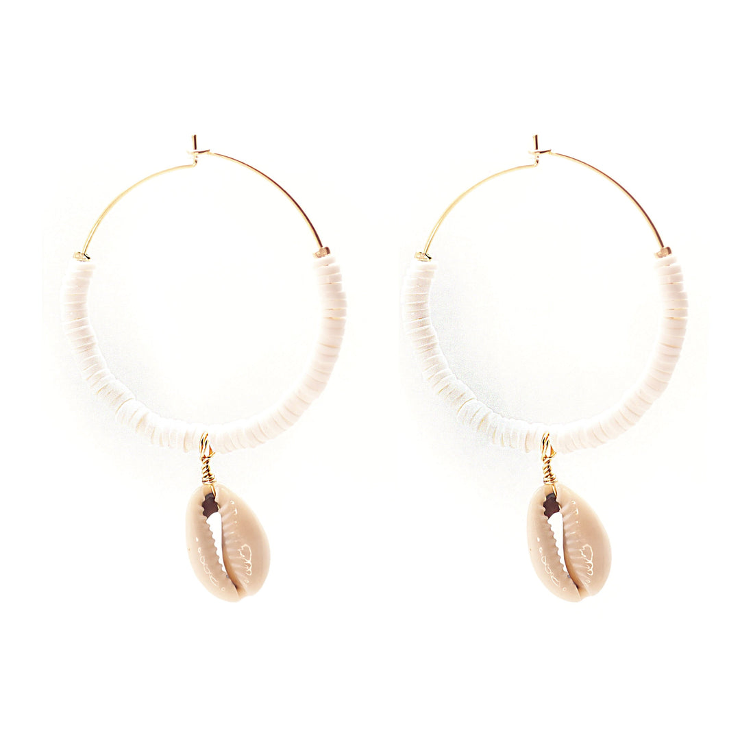 Waimea Hoops Salty Shells Earrings