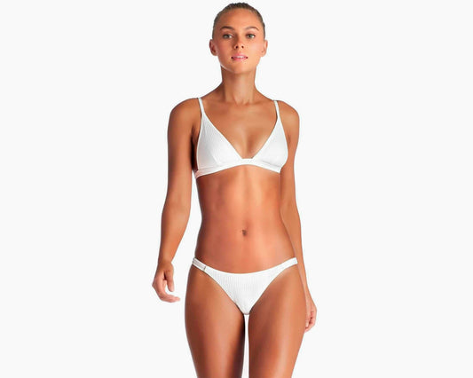 Moss fixed triangle bikini top in White EcoRib — back view, Vitamin A