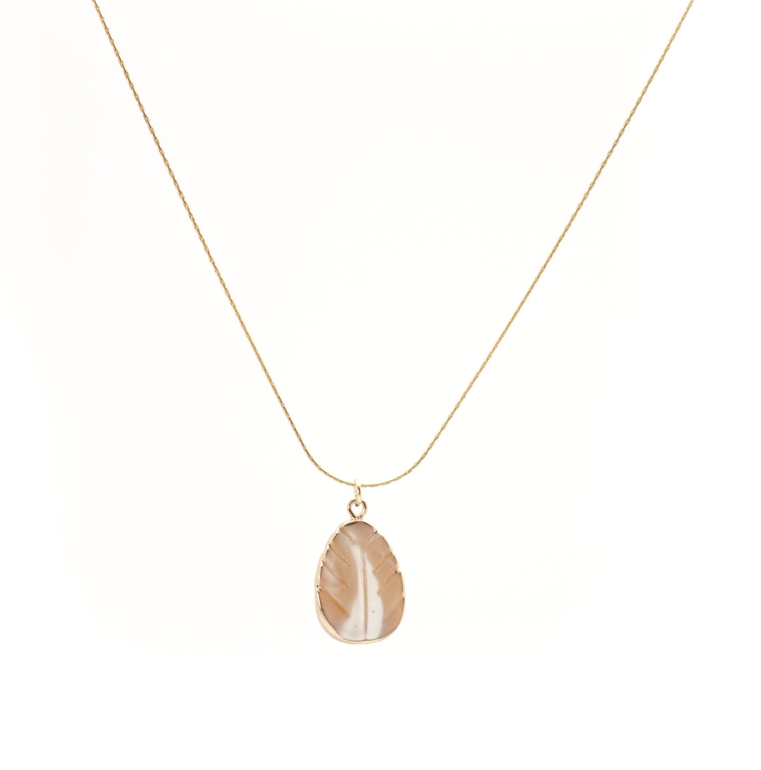 Mother Pearl Leaf Necklace - Salty Pendants The Bikini Shoppe