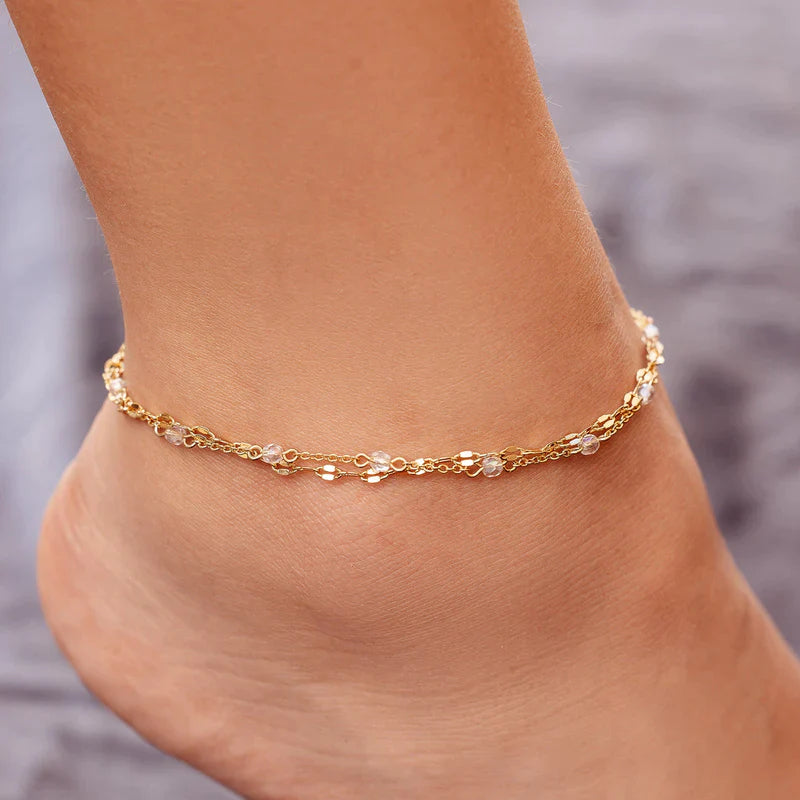 Opal Bead Combo Anklet The Bikini Shoppe