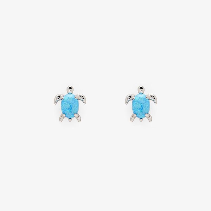 Opal sea turtle earrings by Pura Vida — detail view