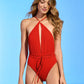 Red Camelia Safari Plunge One Piece The Bikini Shoppe