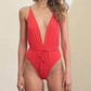 Red Camelia Safari Plunge One Piece The Bikini Shoppe