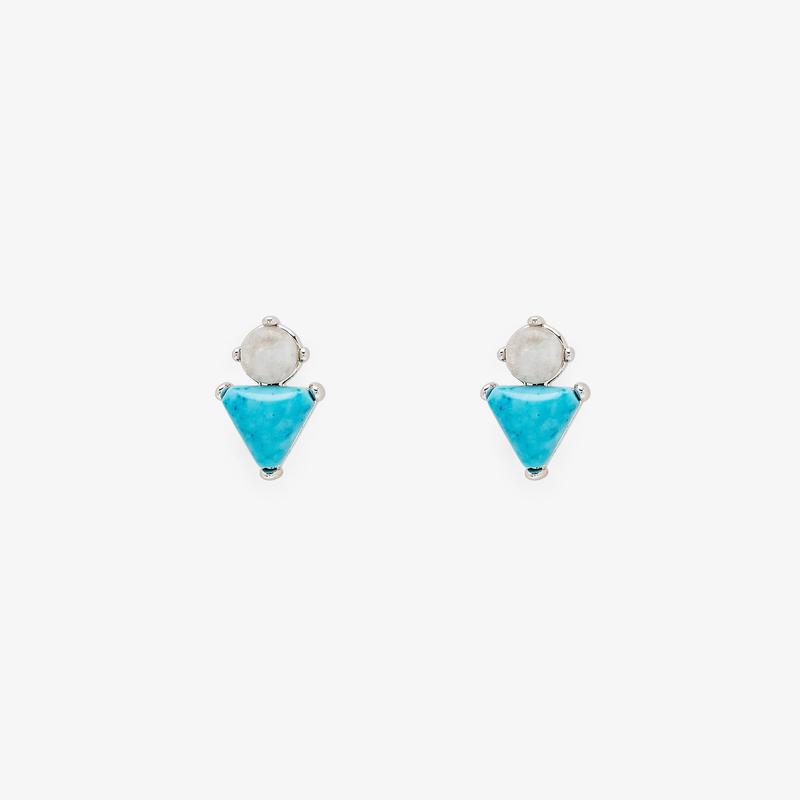 Turquoise & Moonstone Stud Earrings The Bikini Shoppe