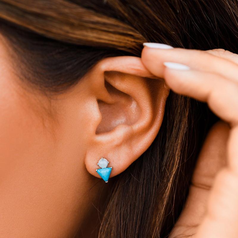 Turquoise & Moonstone Stud Earrings The Bikini Shoppe