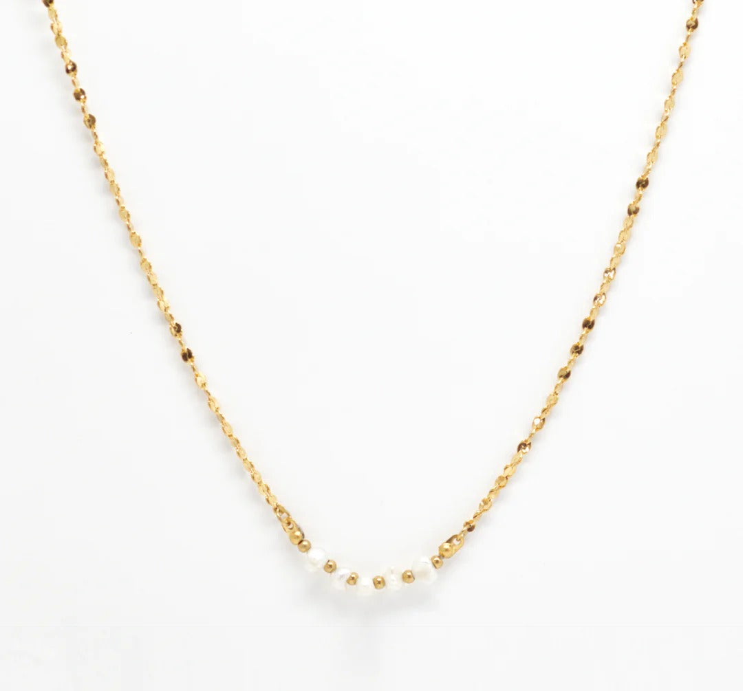 Pearl And Chain Necklace - Salty Shells