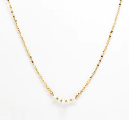 Pearl And Chain Necklace - Salty Shells